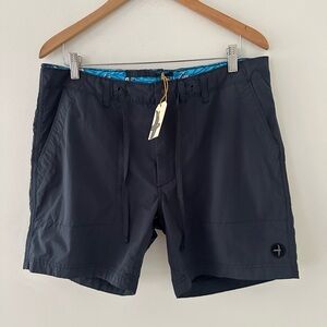 NWT Relwen Drawstring Paddle Hybrid Shorts 6.5” navy size 34